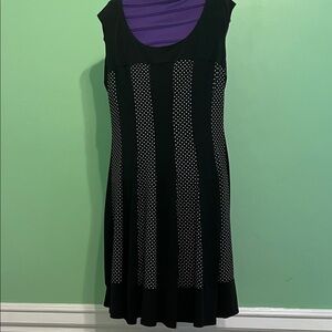 Connected Apparel Black Dress with White Dots